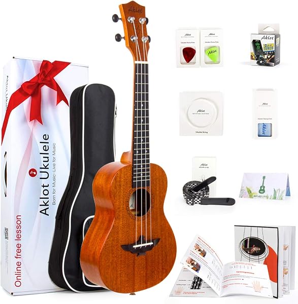 AKLOT AKC23 Ukulele Concerto 23 com Tampo de Mogno Maciço