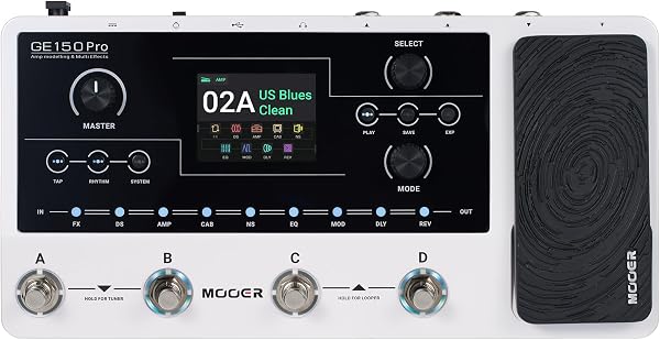 MOOER GE150 Pro Li Pedaleira Multiefeito para Guitarra com Bateria Interna